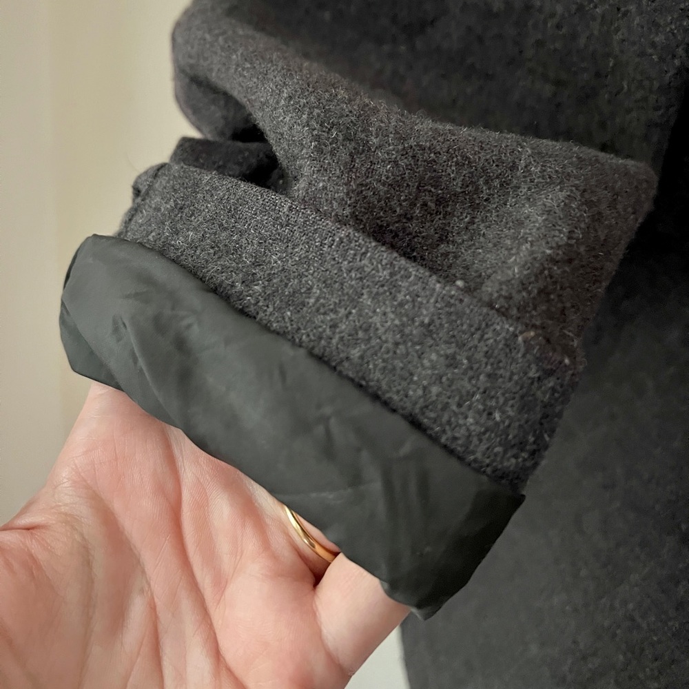 The North Face Wool Gray Vintage Jacket with Striped Lining Zip Up Collared L - Picture 11 of 17